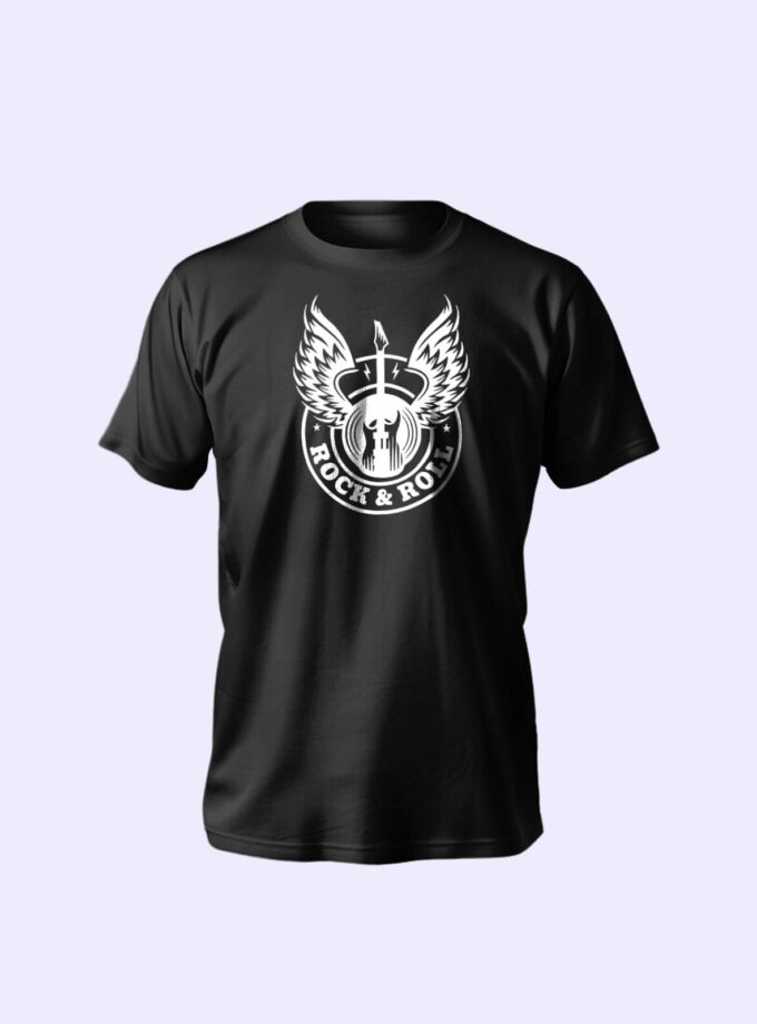 Rock & Roll Emblem Graphic Tee – Winged Guitar Edition