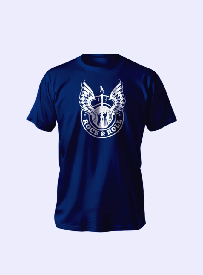 Rock & Roll Emblem Graphic Tee – Winged Guitar Edition