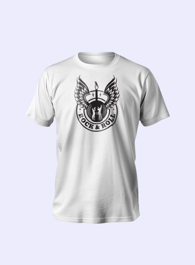 Rock & Roll Emblem Graphic Tee – Winged Guitar Edition